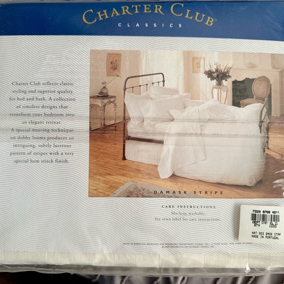 Charter Club Classics Cream Damask Stripe Bedding - Picture 2 of 4